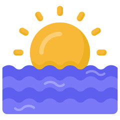 

Sun and water denoting flat icon of sunset


