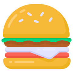 
Junk food in flat icon denoting humbarger 

