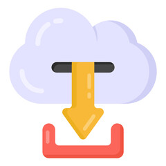 
Cloud download in flat style icon, editable vector 

