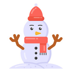
Flat design of snowman character icon

