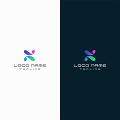 initial letter N abstract colorful logo icon design elements