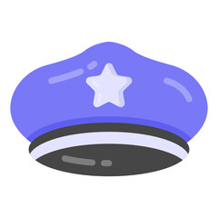 
A military cap icon in flat editable style

