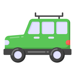 
Trendy unique flat style icon of jeep

