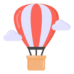 Obraz premium Hot air balloon delivery vector, flat icon of aircraft