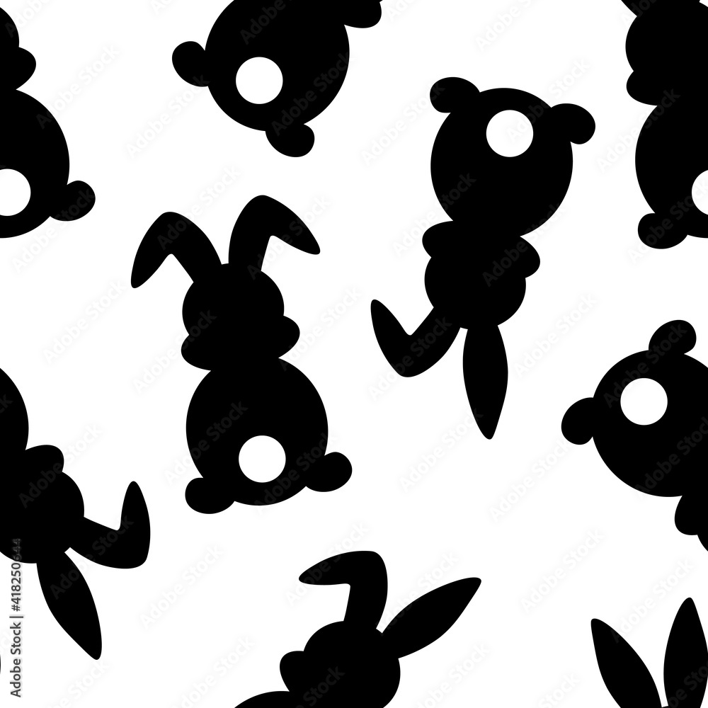 Canvas Prints Seamless pattern easter bunny silhouettes vector illustration	