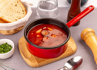 Traditional Hungarian hot goulash soup