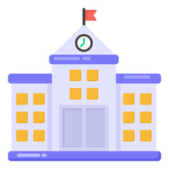 
School building in flat style icon 

