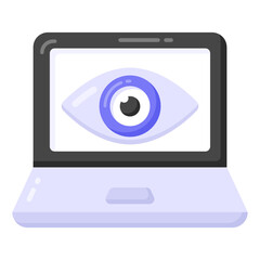 
Eye inside system denoting flat icon of laptop monitoring 

