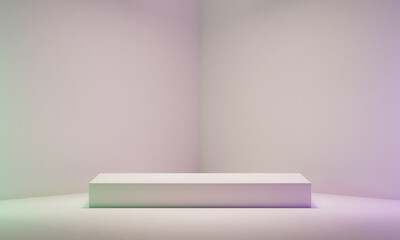 3d rendering empty white podium on white Background.