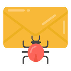 
Bug with envelope denoting flat icon of malicious email 

