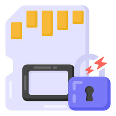 
Padlock with card denoting flat icon of destroyed memory 

