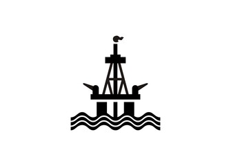 Offshore oil rig. simple illustration in black and white