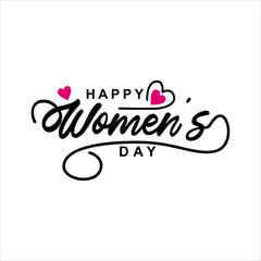 International Womens Day Lettering, Happy Womens Day Greeting with Love Shape, Suitable for Card, Invitation, Banner, Poster, Postcard, Sticker and Social Media Post