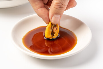 Steamed sea rainbow on pure white background