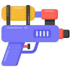 
Toy gun in flat style icon, kids accessory 


