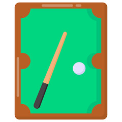 
Stick and balls on table  denoting flat icon of billiard game 

