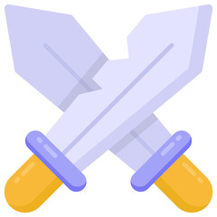 
Crossed swords for war, flat icon

