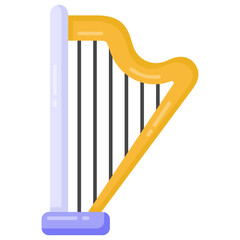 
A musical instrument, harp flat icon

