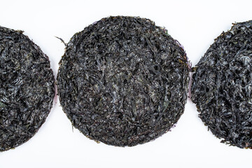 Dried seaweed on white background