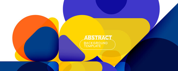 Flat geometric round shapes and dynamic lines, abstract background. Vector illustration for placards, brochures, posters and banners