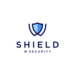 W shield logo vector modern simple combination design concepts