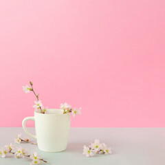 Obraz na płótnie Canvas Sakura and cafe, Spring drink, Japanese drink, etc. 桜とカフェ、春の飲み物、日本の飲み物