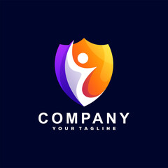 shield people gradient logo design