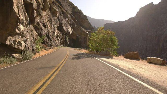 Sequoia National Monument Kings Canyon Scenic Byway Driving Plate Westbound Cliff 02 In Sierra Nevada Mts California