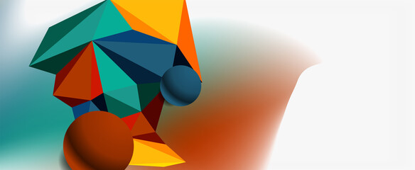 Trendy 3d geometric composition, design template for business or technology presentation, internet poster or web brochure cover