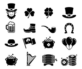 St patricks day icons. Vector illustrations.