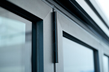 fragment aluminum folding door. photo with a copy-space. - 418259619