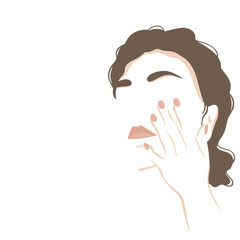 Silhouette of a woman. The concept of tenderness, comfort, care, self-love. Vector illustration on a white background for a logo, business cards, certificates, diplomas.