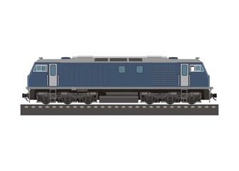 Obraz premium Double cabin electric diesel locomotive. Simple flat illustration.