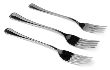 Set of dining forks isolated on white background