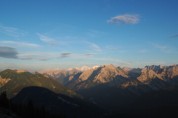 Alpenglühen und sunset im Karwendelgebirge