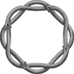 Ouroboros of 4 snakes in a vintage style