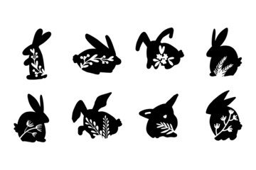 Obraz na płótnie Canvas Bunny and flowers. Cut files for your design