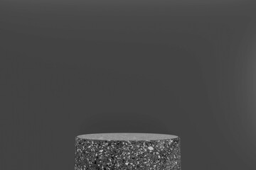 Black granite podium on background minimal design. 3D rendering
