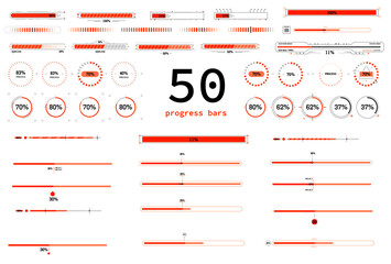 set of HUD FUI UI UX loading bar progress bars