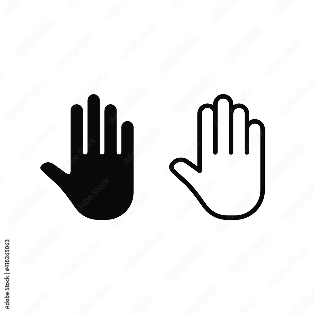 Aufkleber hand vector icon. stop and and no entry prohibition gesture sign. mouse cursor symbol. isolated on w