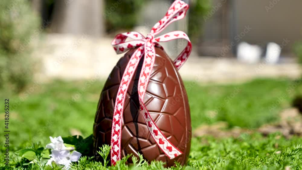 Sticker easter egg- chocolate egg and ribbon