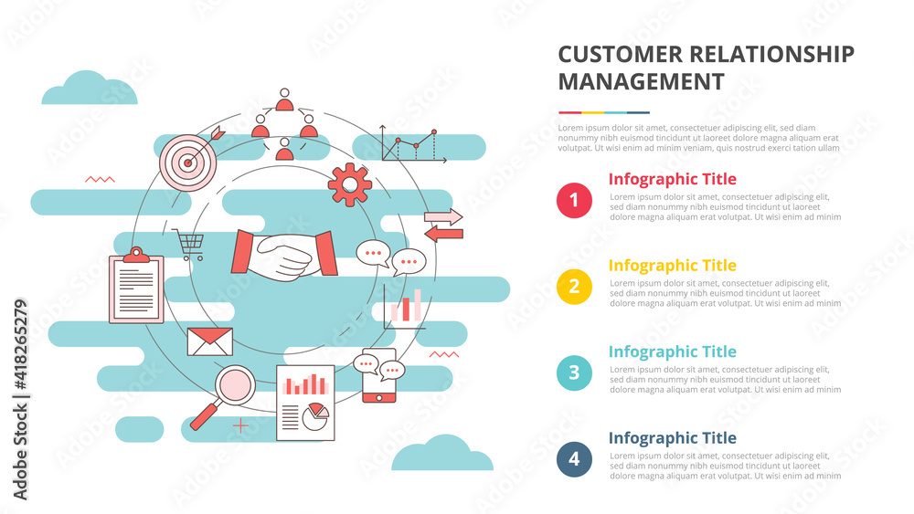 Poster crm customer relationship management concept for infographic template banner with four point list in