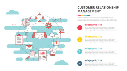 crm customer relationship management concept for infographic template banner with four point list information