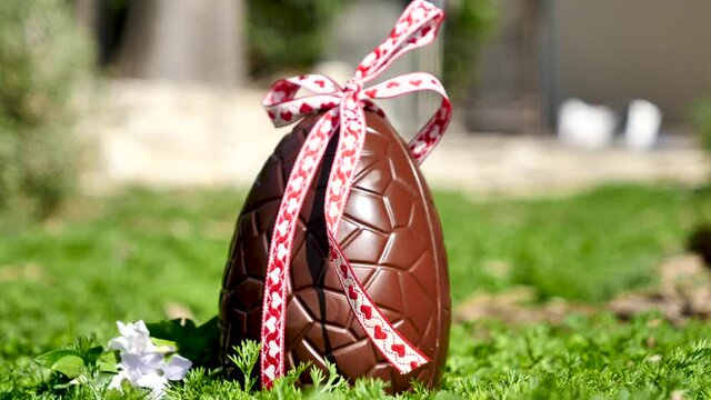 Easter egg- chocolate egg and ribbon