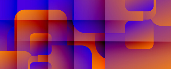 Square shapes composition geometric abstract background. 3D shadow effects and fluid gradients. Modern overlapping forms