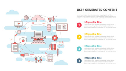 ugc user generated content concept for infographic template banner with four point list information