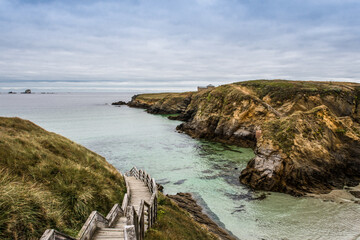 Views of the beach and the hermitage of Santa Comba in El Ferrol, Galicia, A Coruña
