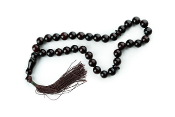 Rosary or prayer beads, isolated on white background