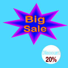 Illustration of the design of the star "Big Sale" with a 20% discount on the purposes of product sales