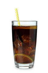 Glass of Cuba Libre isolated on white background